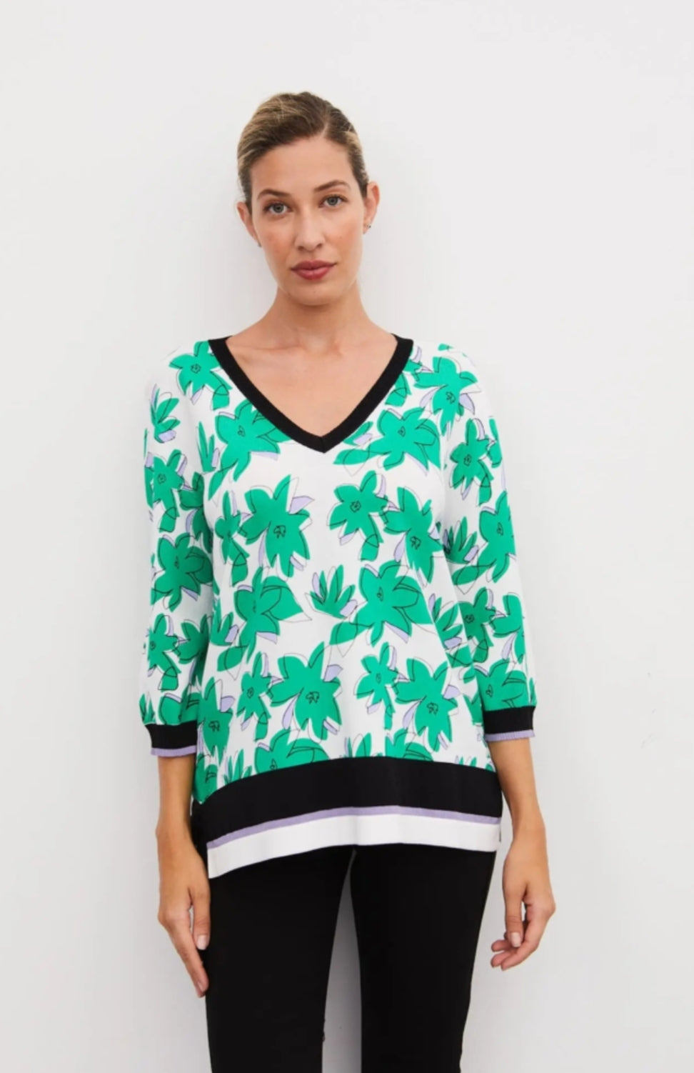 Jersey fino flores verdes